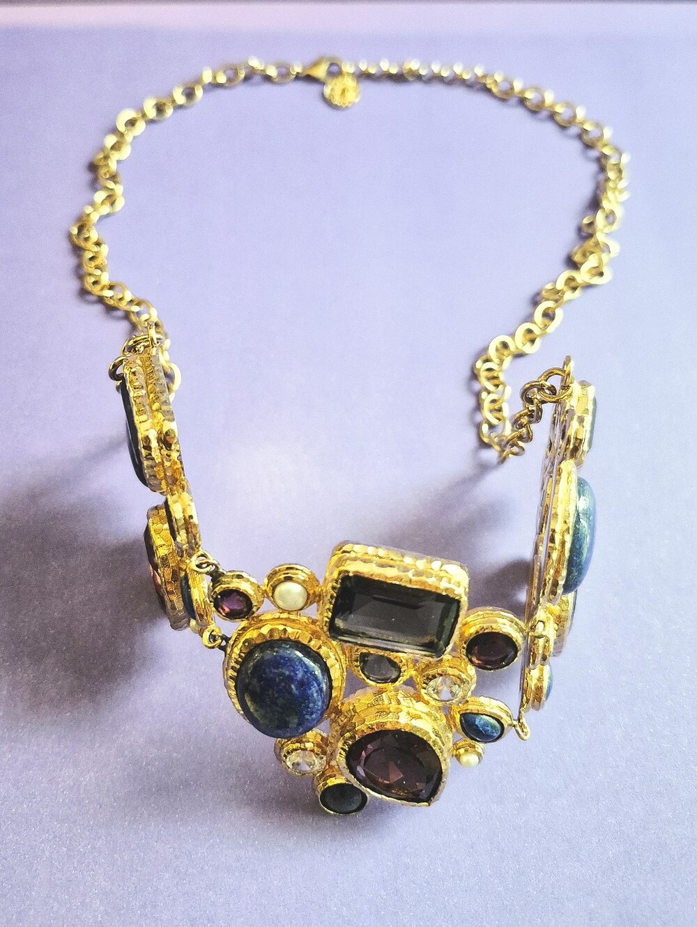 New Eye-catching * Exotic Multi-stone Statement Bib Necklace - Picture 2 of 3